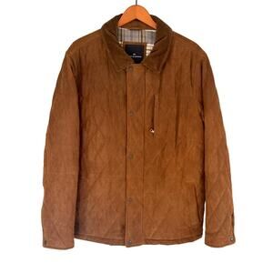 Vintage Classic Barn Academia Quilted Suede Jacket Tan